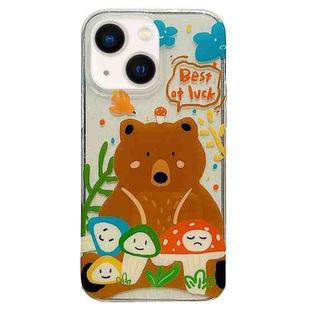 For iPhone 13 Double Sided IMD Full Coverage TPU Phone Case(Brown Bear Smiley Face Crying Face)