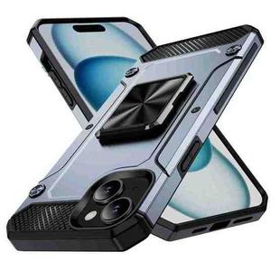 For iPhone 15 Shockproof Metal Holder Phone Case(Grey)