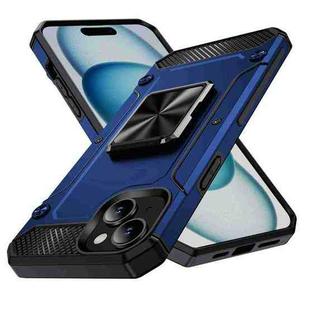 For iPhone 15 Shockproof Metal Holder Phone Case(Blue)