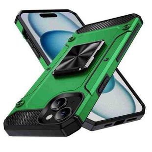For iPhone 15 Shockproof Metal Holder Phone Case(Green)