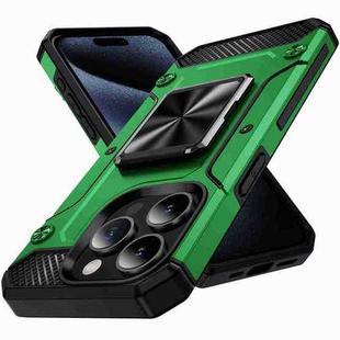 For iPhone 15 Pro Shockproof Metal Holder Phone Case(Green)