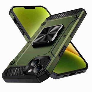 For iPhone 14 Plus Shockproof Metal Holder Phone Case(Olive Green)