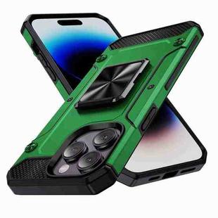 For iPhone 14 Pro Shockproof Metal Holder Phone Case(Green)