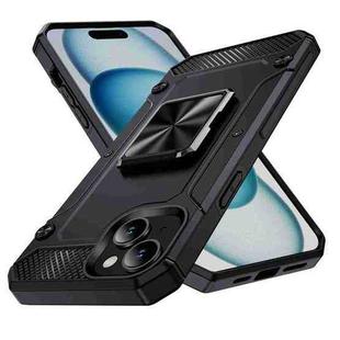 For iPhone 15 Plus Shockproof Metal Holder Phone Case(Black)