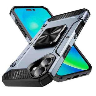 For iPhone 16 Shockproof Metal Holder Phone Case(Grey)