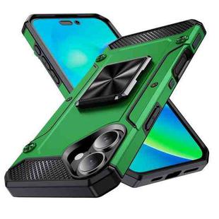 For iPhone 16 Shockproof Metal Holder Phone Case(Green)