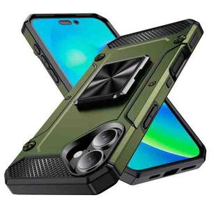 For iPhone 16 Plus Shockproof Metal Holder Phone Case(Olive Green)