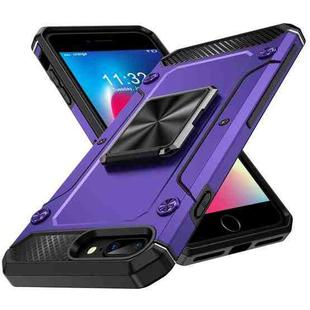 For iPhone 8 Plus / 7 Plus Shockproof Metal Holder Phone Case(Purple)