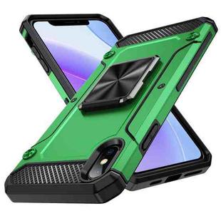 For iPhone XS Max Shockproof Metal Holder Phone Case(Green)