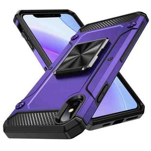 For iPhone XS Max Shockproof Metal Holder Phone Case(Purple)