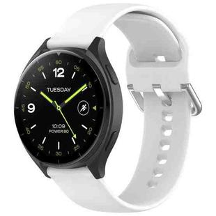 For Xiaomi Watch 2 Solid Color Metal Silver Buckle Silicone Watch Band, Size: S(White)