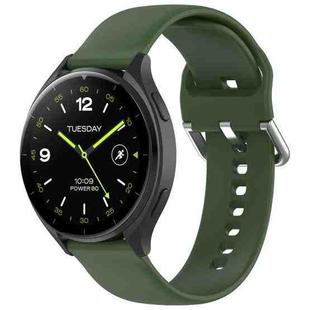 For Xiaomi Watch 2 Solid Color Metal Silver Buckle Silicone Watch Band, Size: S(Army Green)