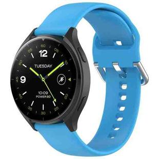 For Xiaomi Watch 2 Solid Color Metal Silver Buckle Silicone Watch Band, Size: S(Sky Blue)