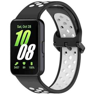 For Samsung Galaxy Fit 3 Two Color Breathable Silicone Watch Band(Black White)