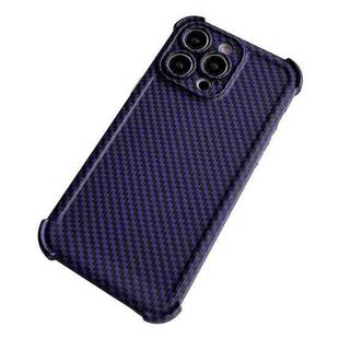 For iPhone 12 Pro Carbon Fiber Four Corners Shockproof TPU Phone Case(Purple)
