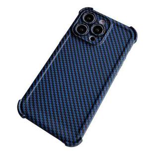 For iPhone 12 Pro Max Carbon Fiber Four Corners Shockproof TPU Phone Case(Dark Blue)