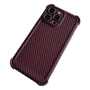For iPhone 13 Pro Max Carbon Fiber Four Corners Shockproof TPU Phone Case(Wine Red)