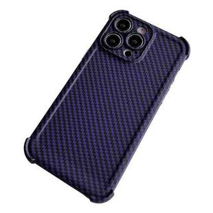 For iPhone 14 Pro Carbon Fiber Four Corners Shockproof TPU Phone Case(Purple)