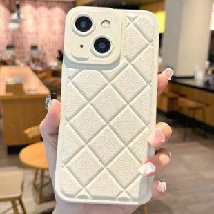 For iPhone 15 Plus Lambskin Texture Matte TPU Phone Case(White)