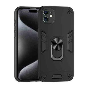 For iPhone 11 Shockproof Metal Ring Holder Phone Case(Black)