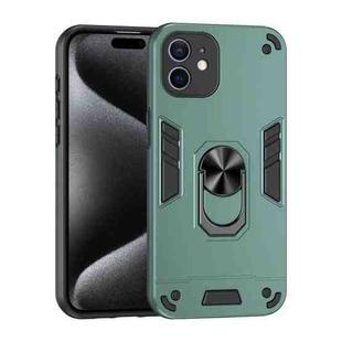 For iPhone 12 Shockproof Metal Ring Holder Phone Case(Green)