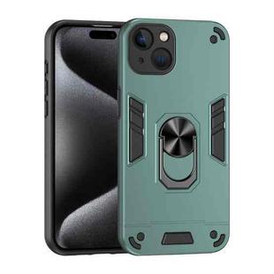 For iPhone 13 Shockproof Metal Ring Holder Phone Case(Green)