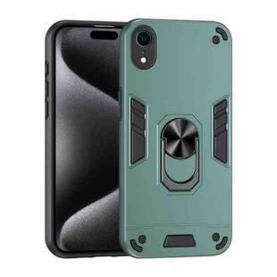 For iPhone XR Shockproof Metal Ring Holder Phone Case(Green)