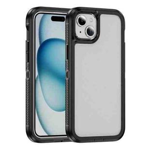 For iPhone 15 Plus Guard Life Waterproof Frosted Phone Case(Black+Transparent)