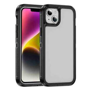 For iPhone 14 Guard Frosted Double Layer Phone Case(Black+Transparent)