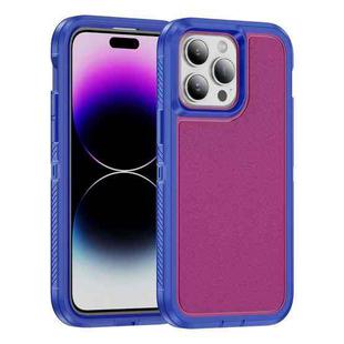 For iPhone 14 Pro Max Guard Frosted Double Layer Phone Case(Blue+Rose Red)