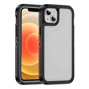 For iPhone 12 Guard Life Waterproof Frosted Phone Case(Black+Transparent)