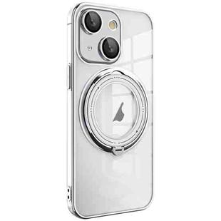For iPhone 15 Electroplating MagSafe 360 Degree Rotation Holder Shockproof Phone Case(Silver)