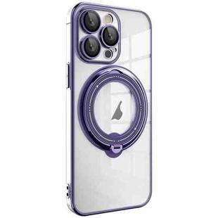 For iPhone 14 Pro Electroplating MagSafe 360 Degree Rotation Holder Shockproof Phone Case(Dark Purple)