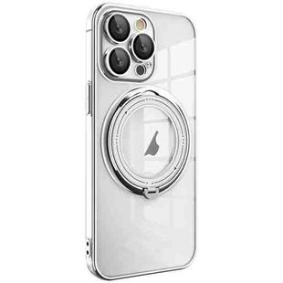 For iPhone 13 Pro Electroplating MagSafe 360 Degree Rotation Holder Shockproof Phone Case(Silver)