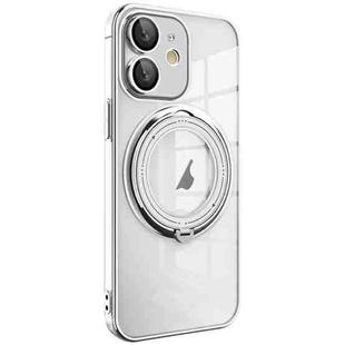 For iPhone 12 Electroplating MagSafe 360 Degree Rotation Holder Shockproof Phone Case(Silver)