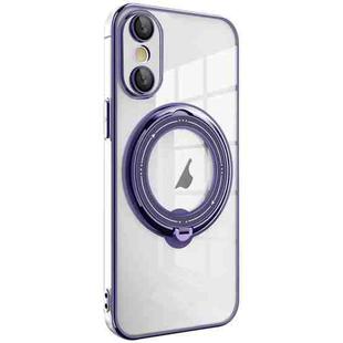 For iPhone XS / X Electroplating MagSafe 360 Degree Rotation Holder Shockproof Phone Case(Dark Purple)