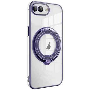 For iPhone 8 Plus / 7 Plus Electroplating MagSafe 360 Degree Rotation Holder Shockproof Phone Case(Dark Purple)