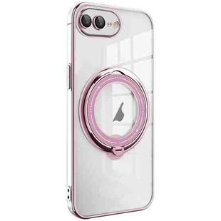For iPhone 8 Plus / 7 Plus Electroplating MagSafe 360 Degree Rotation Holder Shockproof Phone Case(Pink)