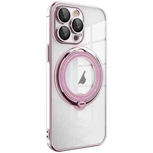 For iPhone 16 Pro Max Electroplating MagSafe 360 Degree Rotation Holder Shockproof Phone Case(Pink)