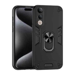For vivo V50 Lite 5G Shockproof Metal Ring Holder Phone Case(Black)