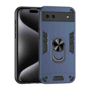 For Google Pixel 6a Shockproof Metal Ring Holder Phone Case(Blue)