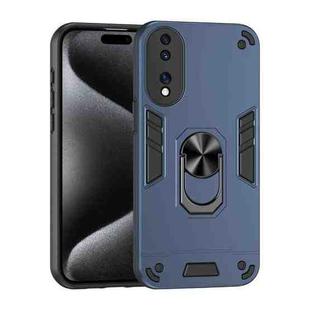 For Honor 70 Shockproof Metal Ring Holder Phone Case(Blue)