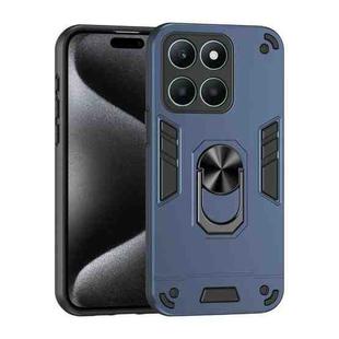 For Honor X6a Shockproof Metal Ring Holder Phone Case(Blue)