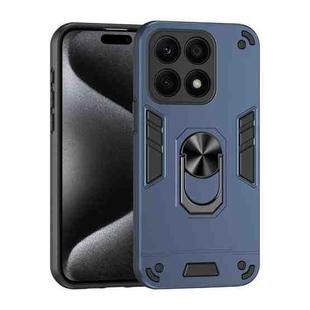 For Honor X8a Shockproof Metal Ring Holder Phone Case(Blue)