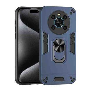 For Honor X9 Shockproof Metal Ring Holder Phone Case(Blue)