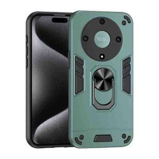 For Honor X9a Shockproof Metal Ring Holder Phone Case(Green)