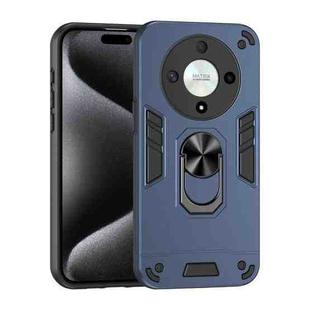 For Honor X9b Shockproof Metal Ring Holder Phone Case(Blue)