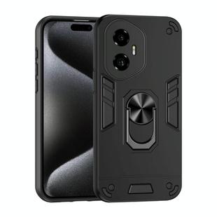 For Honor 300 Shockproof Metal Ring Holder Phone Case(Black)