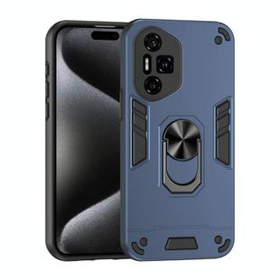 For Honor 300 Pro Shockproof Metal Ring Holder Phone Case(Blue)
