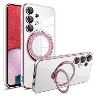 For Samsung Galaxy A13 4G Electroplating MagSafe 360 Degree Rotation Holder Shockproof Phone Case(Pink)